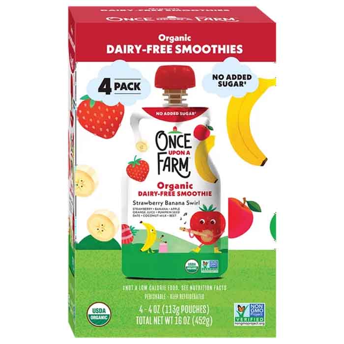 Once Upon A Farm – Smoothie 4ct, 16oz | Multiple Flavors | Pack of 6