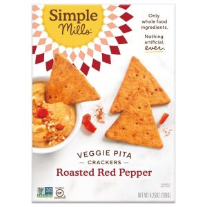 Simple Mills Cracker Pita Roasted Red Pepper, 4.25 oz | Pack of 6