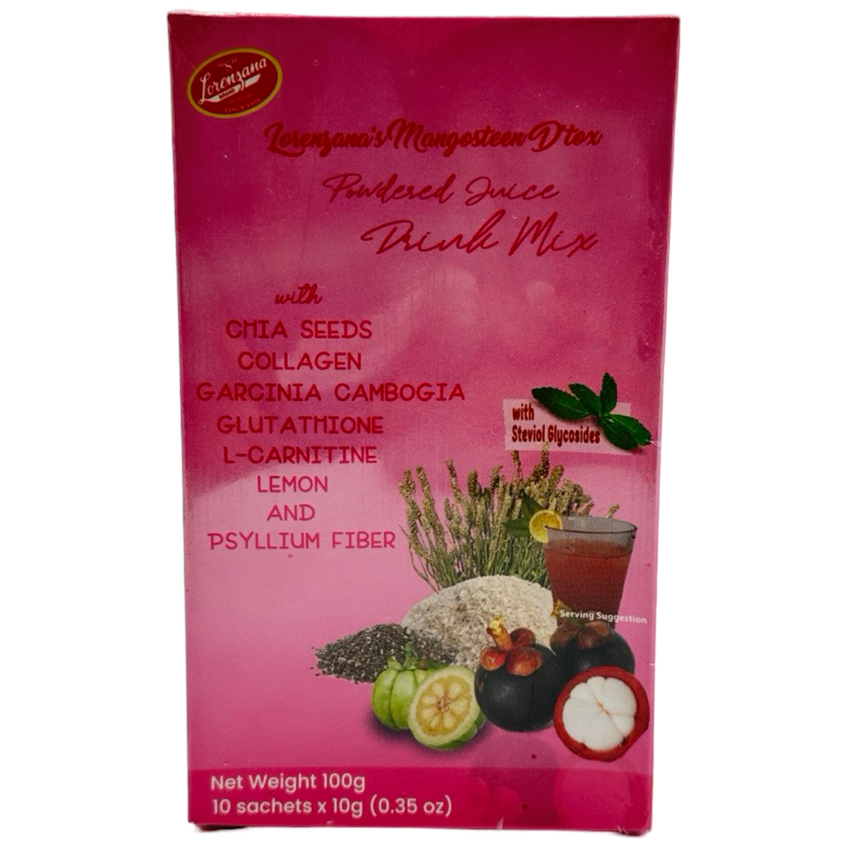 Lorenzana – Mangosteen Dtox Powdered Juice Drink Mix – 10 Sachets x 10 G – 100 G