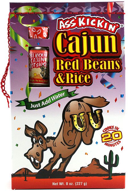 Ass Kickin’ Cajun Red Beans and Rice – With Mini Hot Sauce Bottle, 10oz.