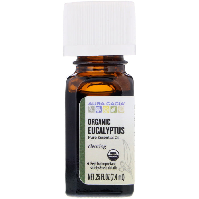 Aura Cacia – Essential Oil Organic Eucalyptus, 0.25 oz – Pack of 1