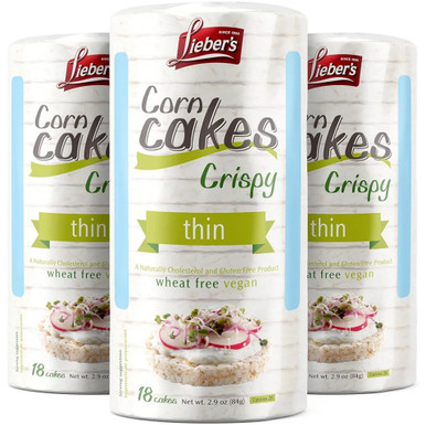 Lieber’s Crispy Thin Corn Cakes, Vegan, 2.9 oz (3 Pack)