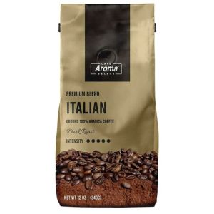 Cafe Aroma Select – Italian Roast Ground Coffee, 12 Oz (Pack Of 12)
