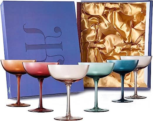 The Wine Savant- Coupe Cocktail Glasses 7 oz | Set of 6 | Muted Color