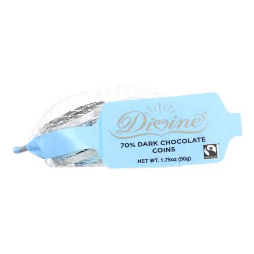 Divine Chocolate Coins – Silver – 70% Dark Chocolate – 1.75 oz. | Pack