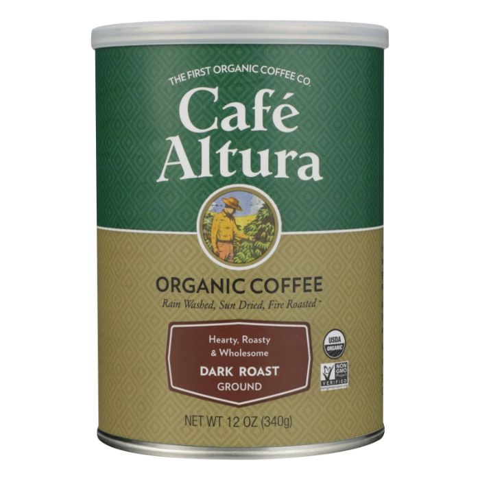Cafe Altura – Organic Coffee Ground Dark Roast, 12 Oz | Pack of 6