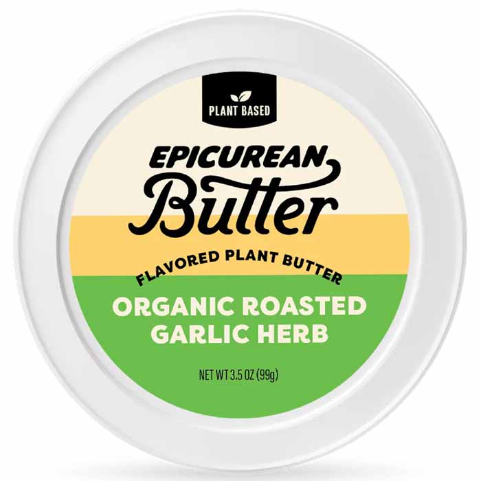 Epicurean Butter – Butter Plant Based Garlic Herb, 3.5oz – Pack of 8