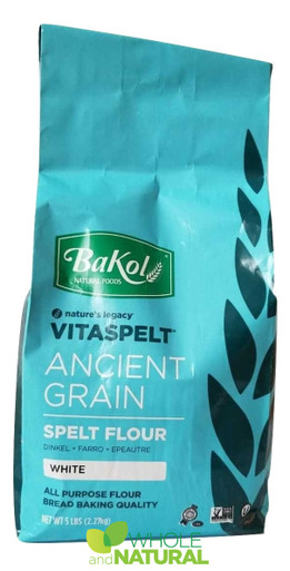 Bakol VitaSpelt Ancient Grain White Spelt Flour, All Purpose Bread Baking Quality, 5 lb