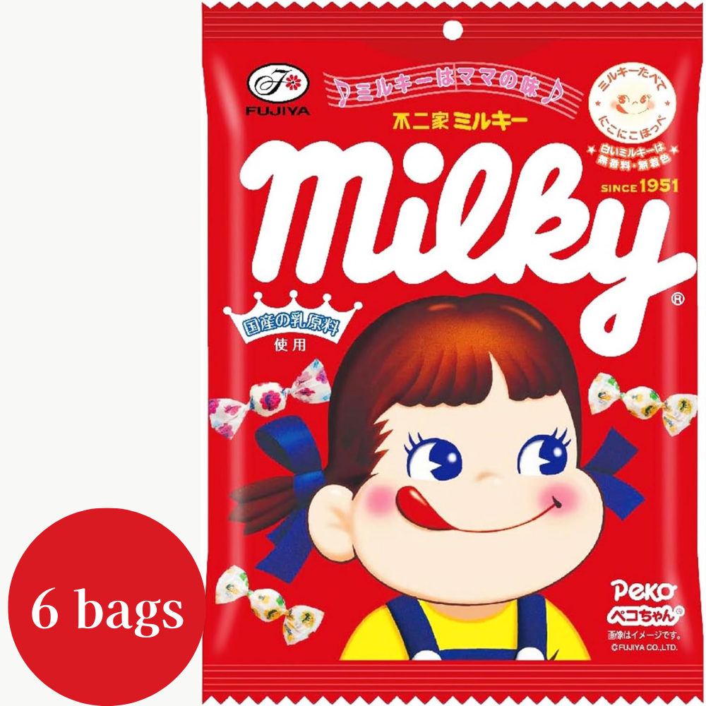 Fujiya Milky Creamy Milk Candy 100g × 6 Bags – No Artificial Colors or Flavors – Made in JAPAN – Tokyo Sakura Mall