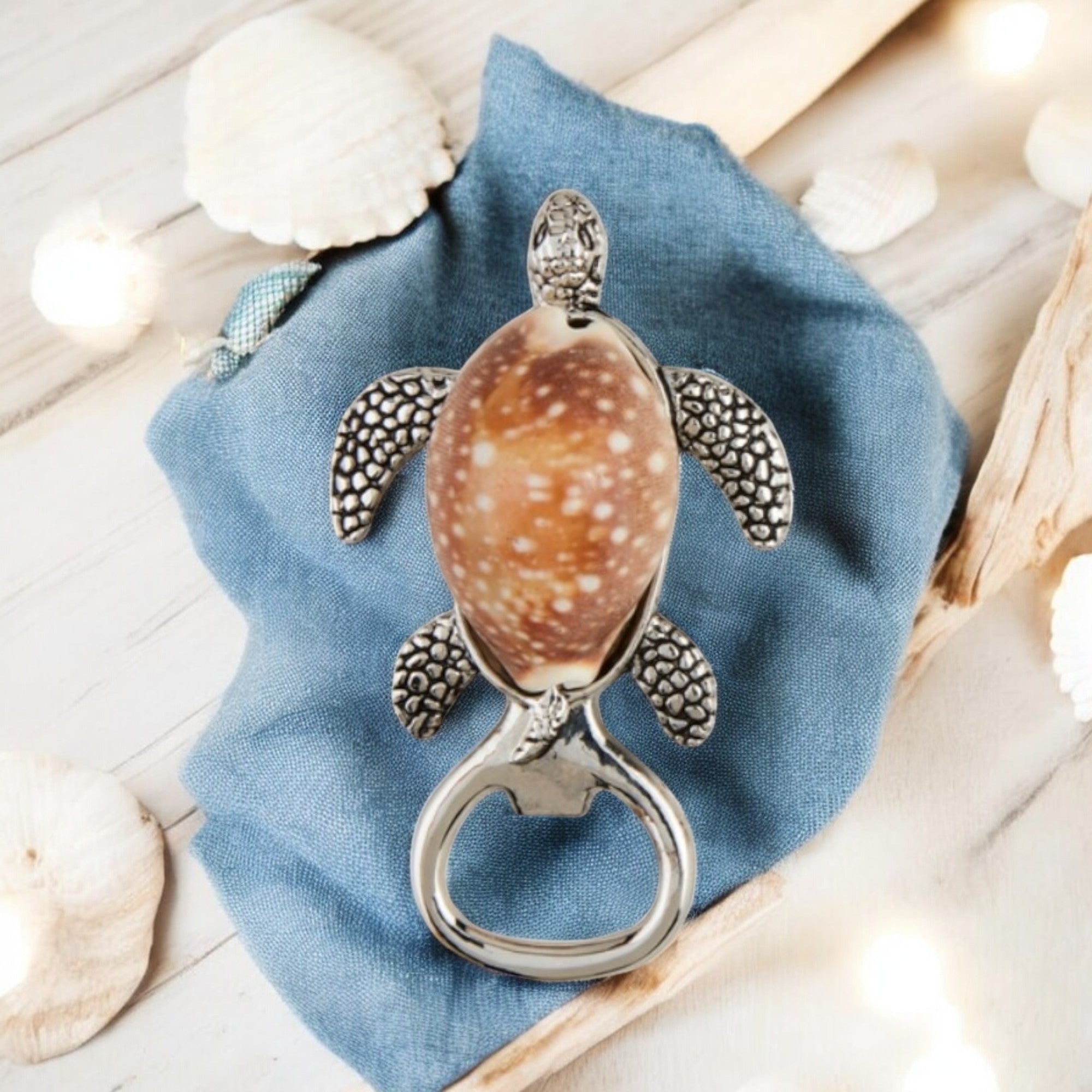 Turtle Seashell Bottle Opener – Sculpted Metal Design