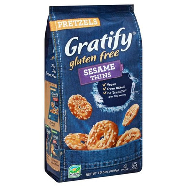 Gratify Gluten Free Sesame Pretzel Thins, 10.5 oz