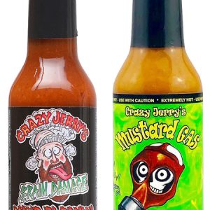 Crazy Jerry’s Mind Blowin and Mustard Gas Hot Sauces Gift Set, 2/5oz.