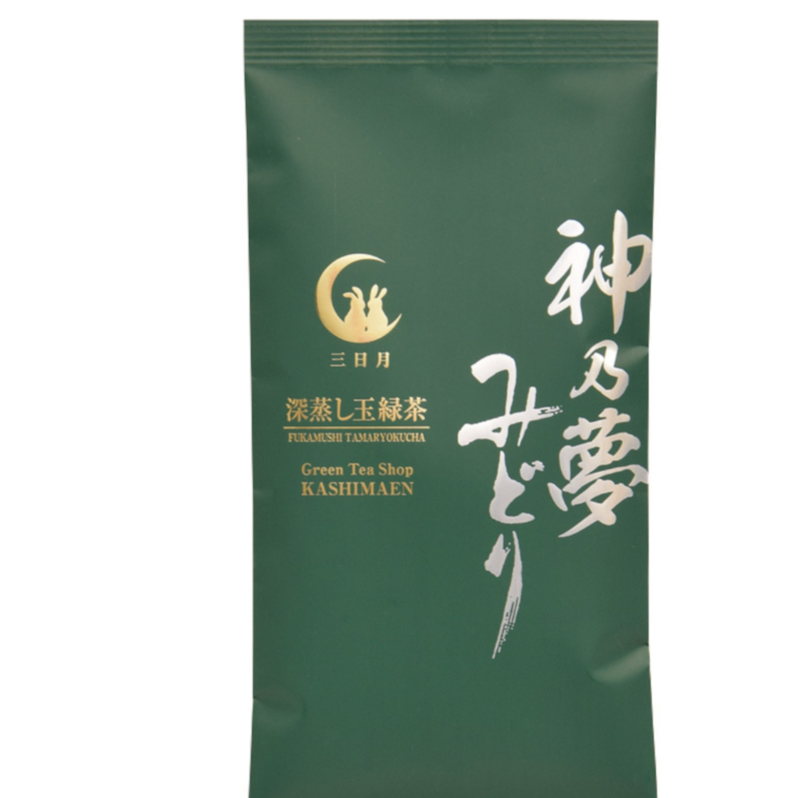 Deep Steamed Deep Green Tea 100g Kami no Yume Midori – Mikazuki by Kashimaen Honpo Miyazak Japan – Kurumira Shop