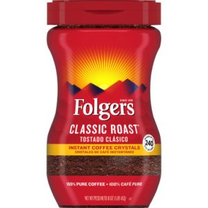 Folgers Instant Coffee Crystals, Classic Roast, 16 oz