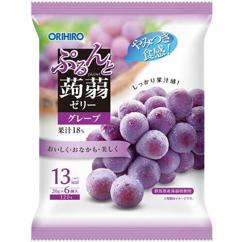 Orihiro “Purunto Konnyaku Jelly, Grape flavor” Konjac Fruits Jelly, 20g x 6 pc