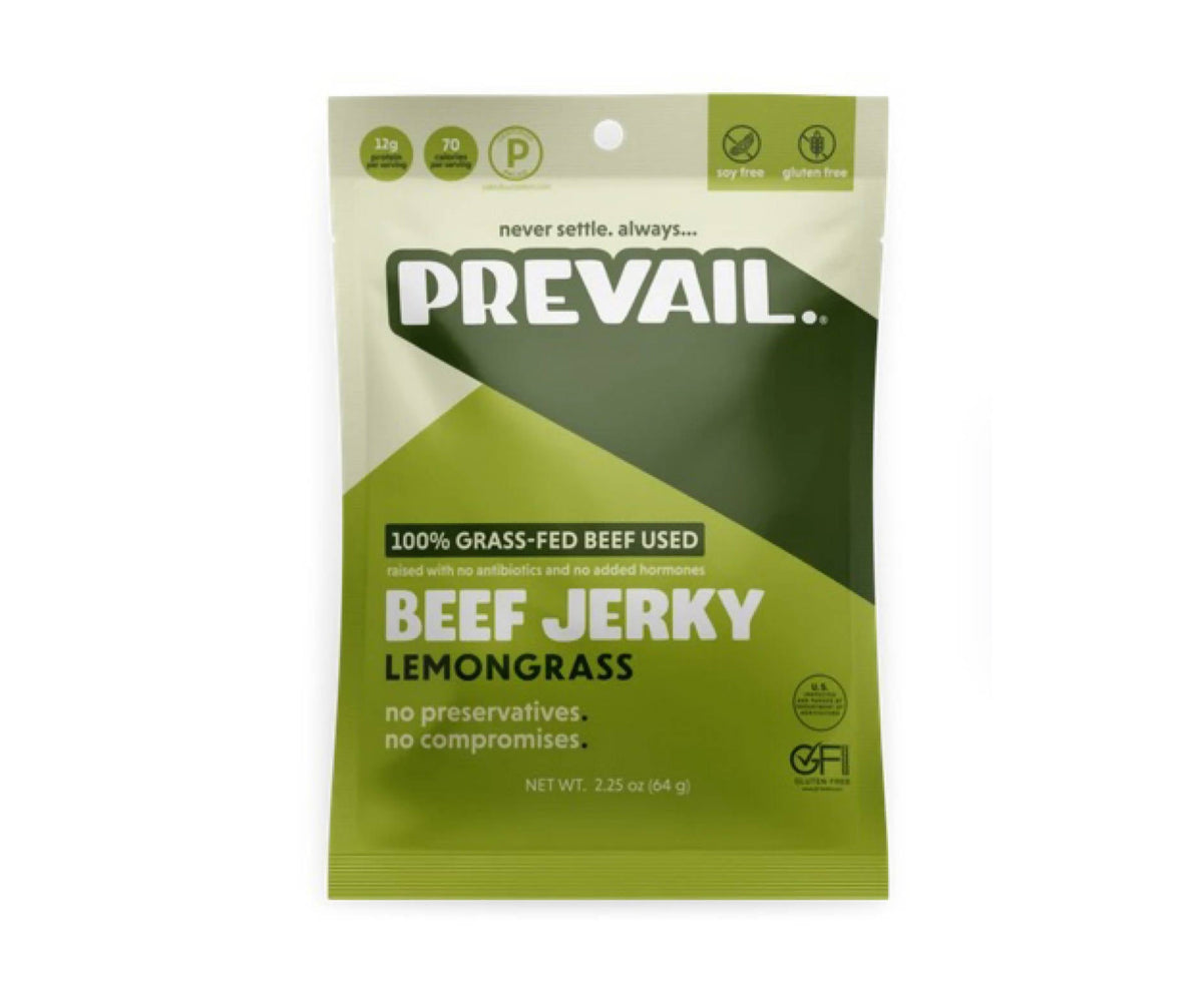 Prevail Jerky Lemongrass Beef Jerky, 100% Grass Fed – 8 Bags x 2.25 oz