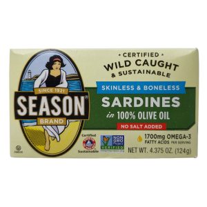 Season Brand Skinless & Boneless Sardines in 100% Olive Oil – 4.375oz.