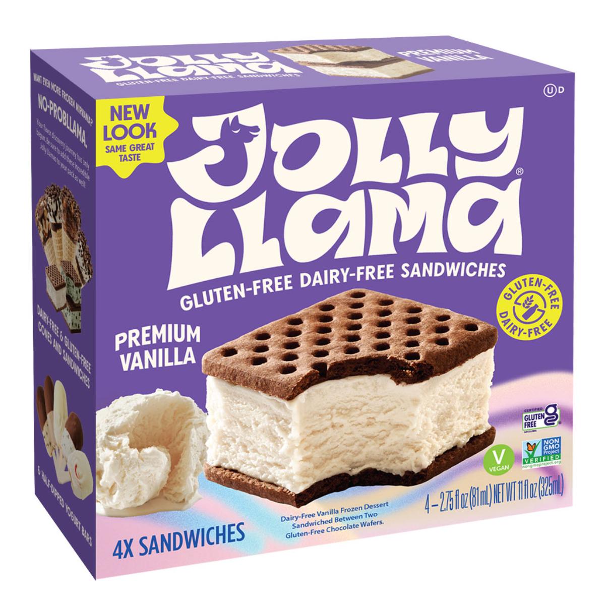 JOLLY LLAMA – SANDWICH VANILLA NONDAIRY 11fo, (Pack of – 8 )