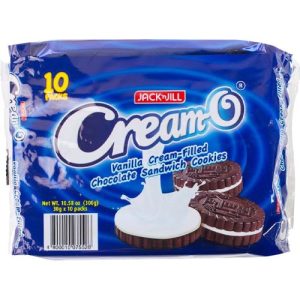 Jack ‘n Jill – Cream-O – VANILLA Cream-Filled Chocolate Sandwich Cookies – 10 Packs – 300 G ( BLUE)