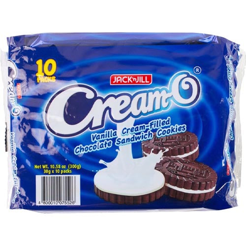 Jack ‘n Jill – Cream-O – VANILLA Cream-Filled Chocolate Sandwich Cookies – 10 Packs – 300 G ( BLUE)