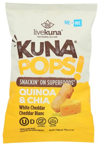 Kuna Pops: Snacks White Cheddar, 3.5 Oz | Pack of 10