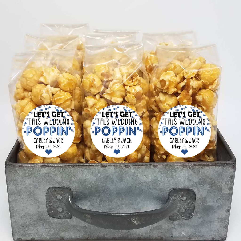“Get this Wedding Poppin” Navy and Silver – Wedding Popcorn Favors