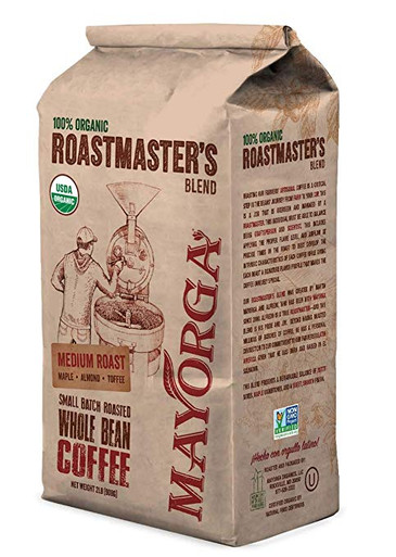 Mayorga Organic Coffee Bean Roastmaster’s Blend, 32 oz.