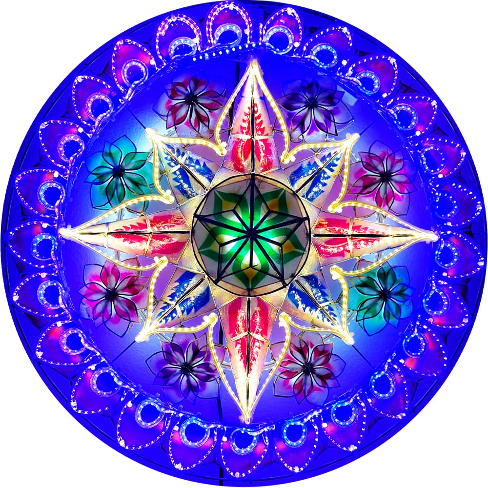 Philippines Christmas Capiz Parol Lantern Star (Tala) – Purple / Blue / Yellow / White – Size 24