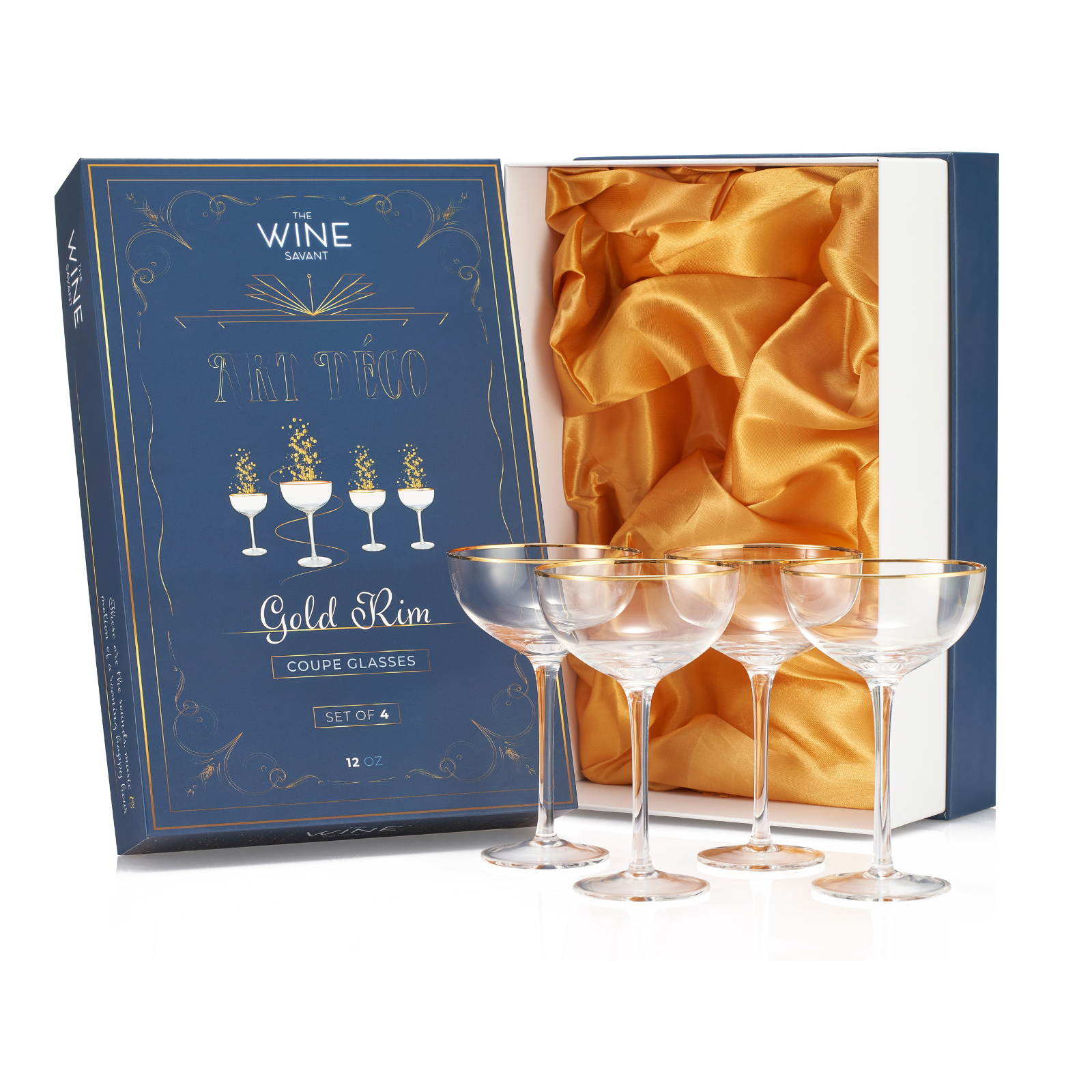 The Wine Savant – Coupe Glasses, Set of 4, 7 oz Classic Cocktail Glass