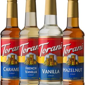Torani Variety Pack Caramel, French Vanilla, Vanilla & Hazelnut, 25.4 Ounces (Pack of 4)