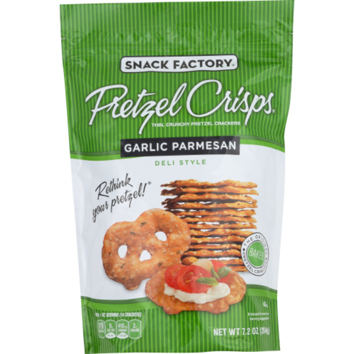 Snack Factory – Pretzel Crisps Garlic, 7.2 oz | Pack of 12