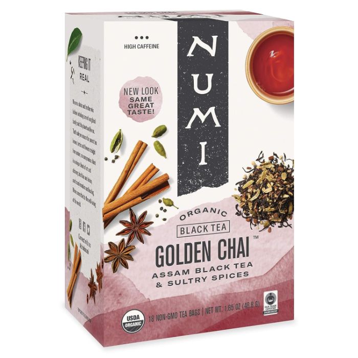 Numi Organic Tea – Golden Chai, 18 Bags | Pack of 6