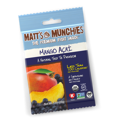 Matt’s Munchies Premium Fruit Snack Mango Acai Kosher for Passover, 1 oz.