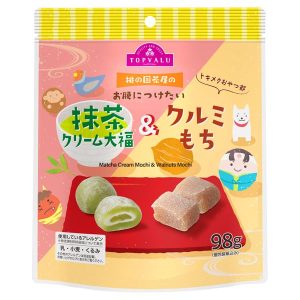 Topvalu, Matcha Cream Mochi & Mochi, Walnut Mochi, Bite-size, 98g