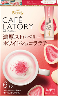 Ajinomoto, Cafe Latory, Strawberry White Chocolate Latte, 6 Sticks in 1 Box