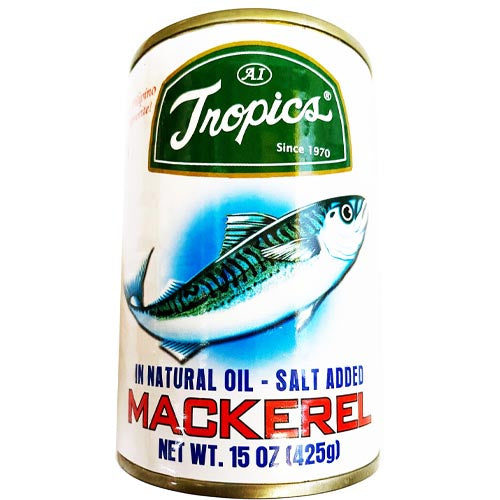Tropics – Mackerel in Natural Oil – Salt Added – 15 OZ