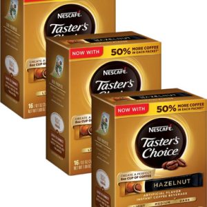 Nescafe Taster’s Choice Hazelnut Instant Coffee Packets, 16 Count (Pack of 3)