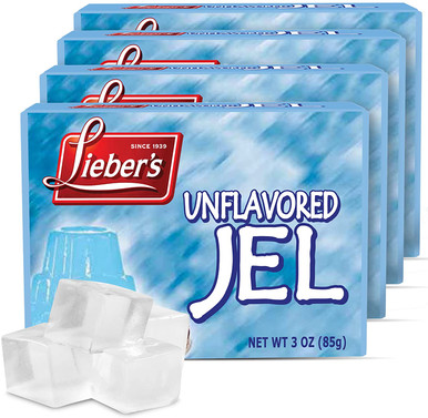 Lieber’s Unflavored Clear Jel, Kosher Vegan Gelatin Mix, 3 oz (Pack of 4)