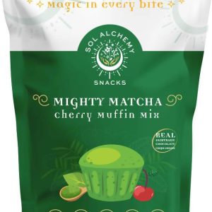 Sol Alchemy Mighty Matcha Cherry Muffin Mix Bag – 12 bags x 7.4oz case