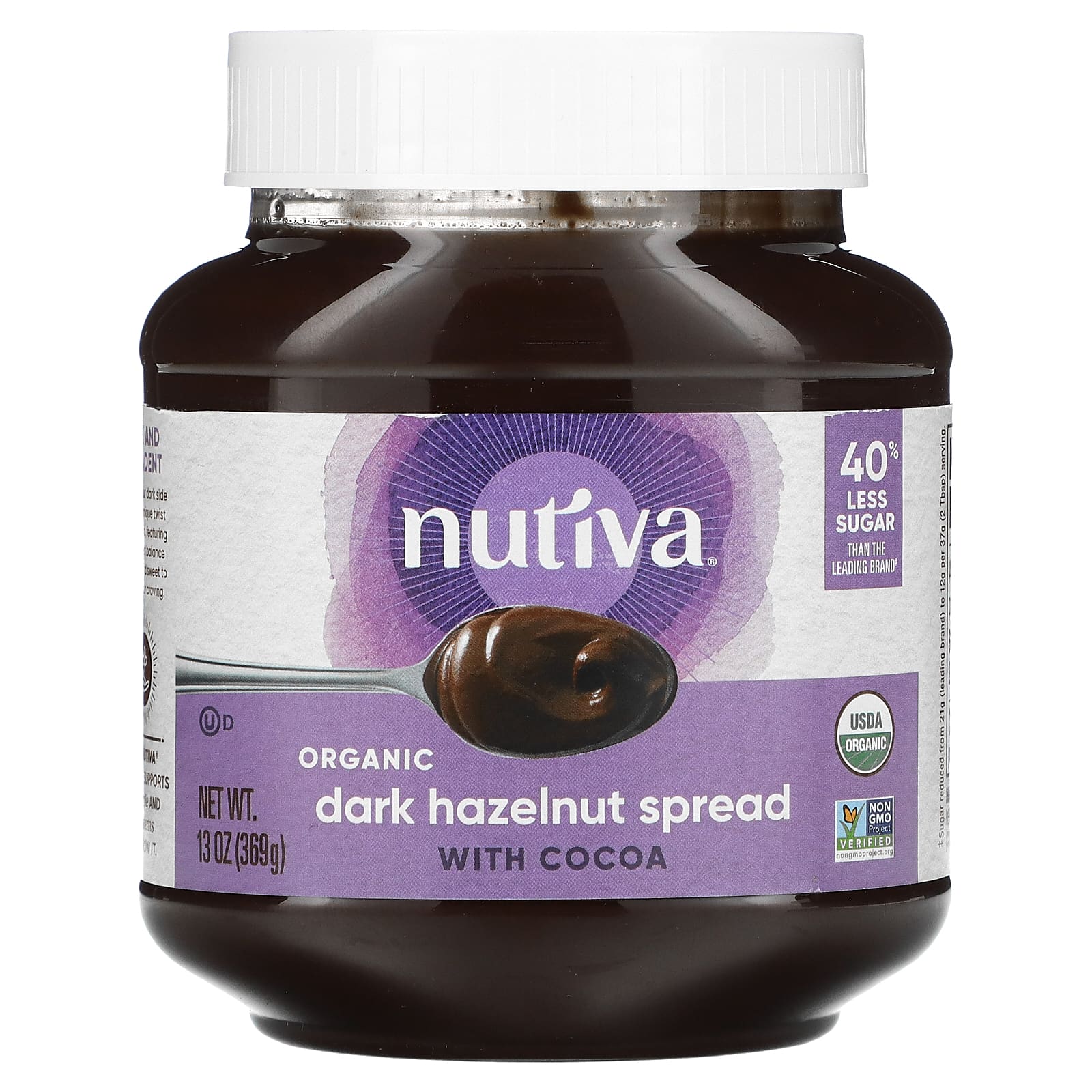 Nutiva, Organic Dark Hazelnut Spread, With Cocoa, 13 oz | Pack of 6