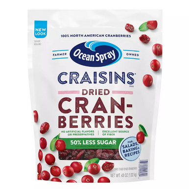 Ocean Spray Reduced Sugar Craisins Dried Cranberries, 43 oz.