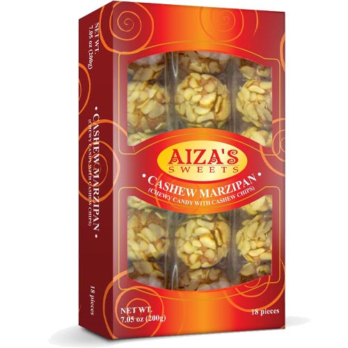 Aiza’s Sweets – Cashew Marzipan – Chewy Candy with Cashew Chips – 18 Pieces – 200 G