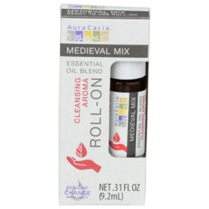 Aura Cacia – Essential Oil Roll-On Medieval, 0.31 Fl Oz – Pack of 4