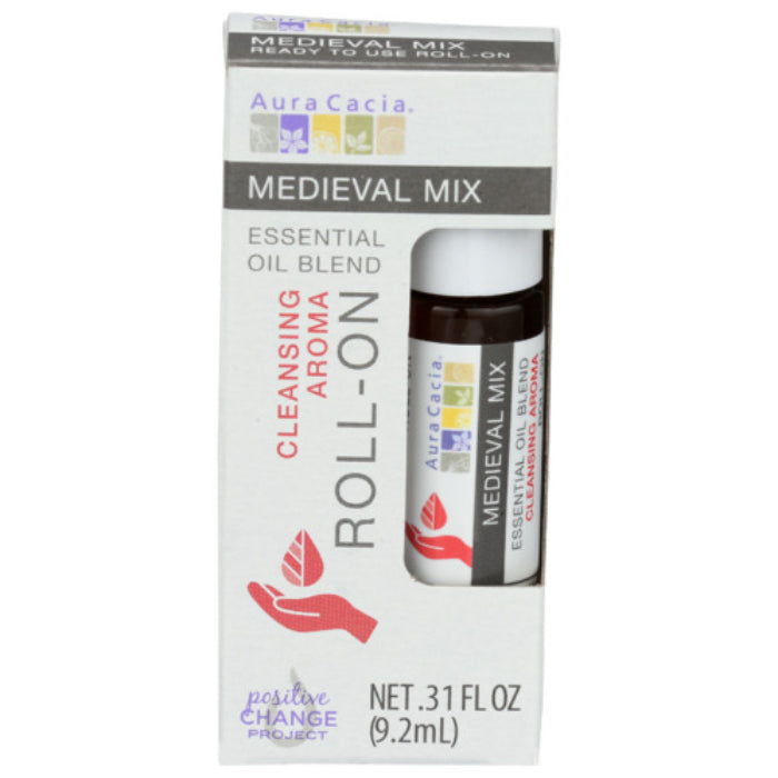 Aura Cacia – Essential Oil Roll-On Medieval, 0.31 Fl Oz – Pack of 4