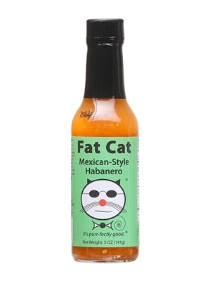 Hot Sauce Fat Cat Mexican Style Habanero Green Label 5 oz Heat 6