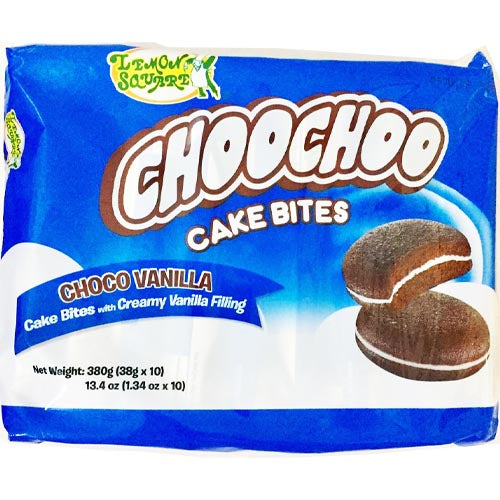 Lemon Square – ChooChoo Cake Bites – Choco Vanilla – Cake Bites with Creamy Vanilla Filling – 10 Pack – 380 G