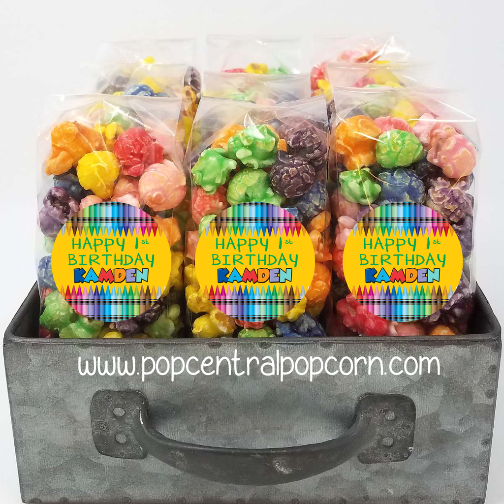 Crayon Color Birthday – Popcorn Party Favor Bags