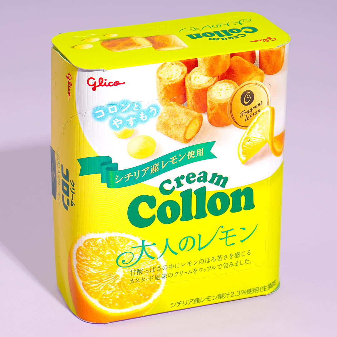 Glico Cream Collon Biscuit Rolls – Lemon