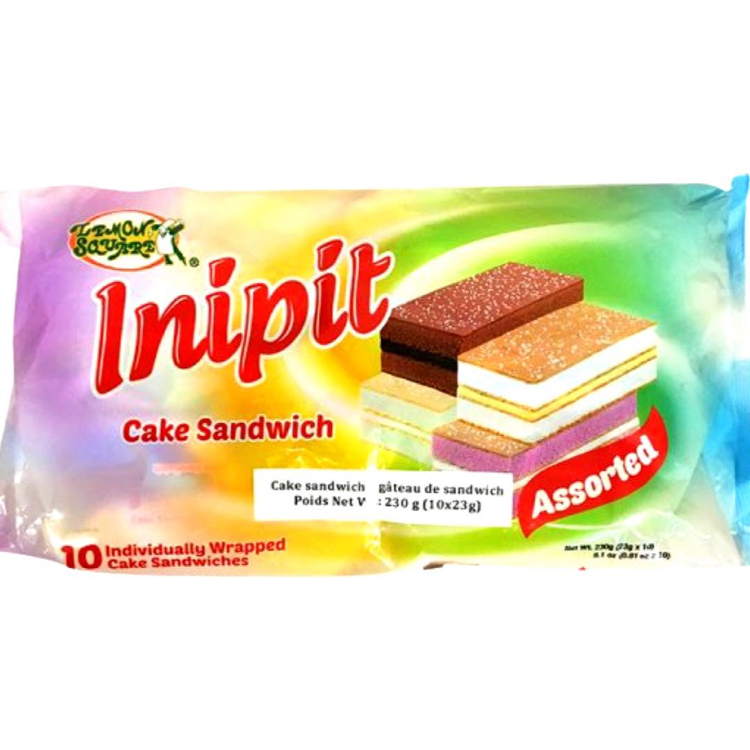 Lemon Square – Inipit – Cake Sandwich – Assorted – Leche Flan, Tsokolate, UBE Keso, Buko Pandan – 10 Pack – 230 G
