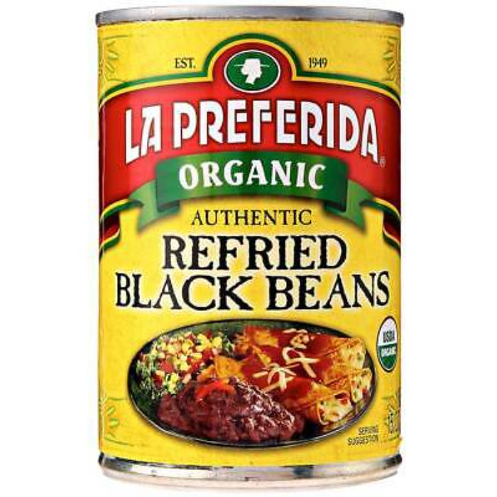 La Preferida – Refried Black Beans Organic, 15 Oz – Pack of 12
